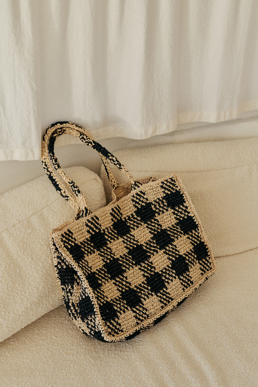 Sac Cabas En Raphia - Noir