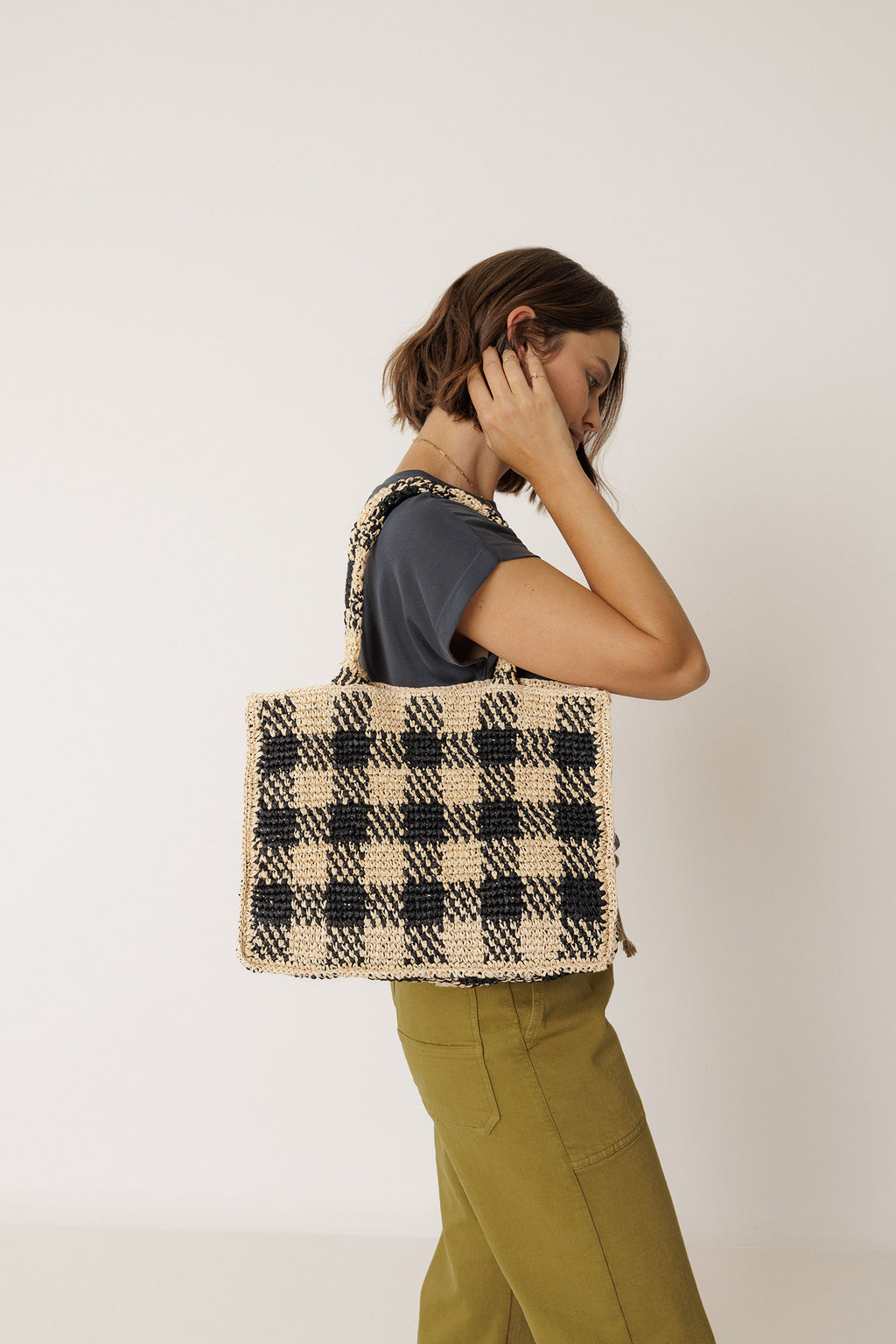 Sac Cabas En Raphia - Noir