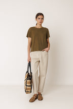 Chemise Courte Côtelée - Kaki