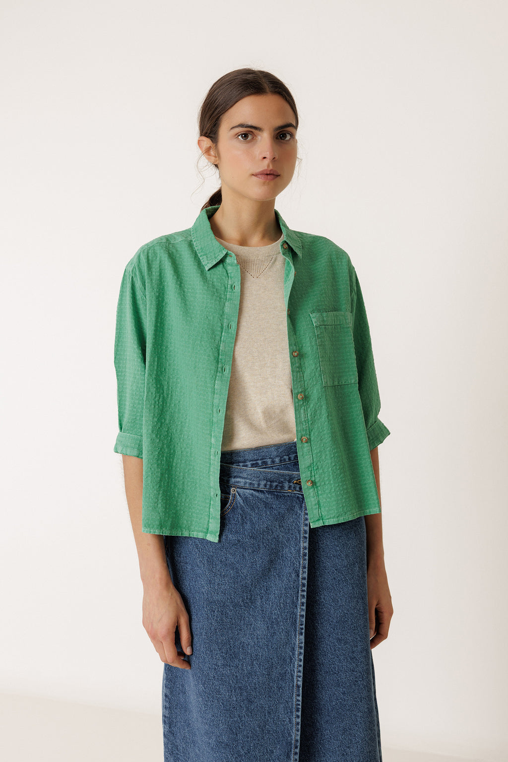Chemise Combinée Oversize - Vert