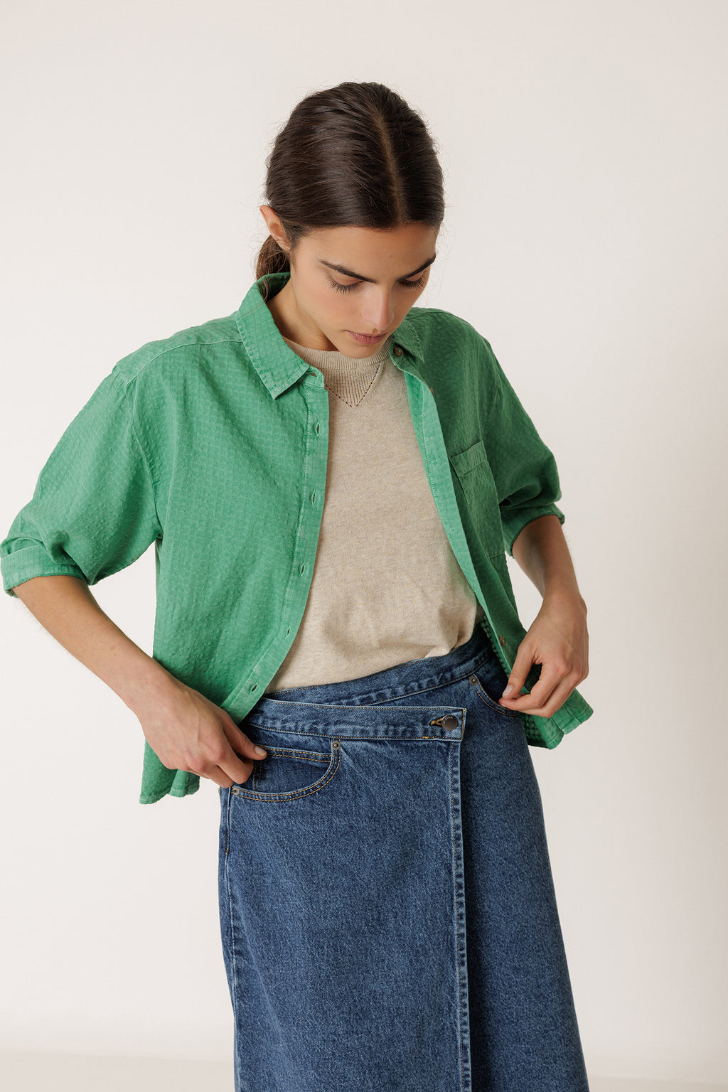 Chemise Combinée Oversize - Vert