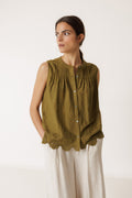 T-Shirt Combiné Brodé - Kaki