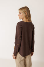 T-Shirt Romantique Combiné - Chocolat