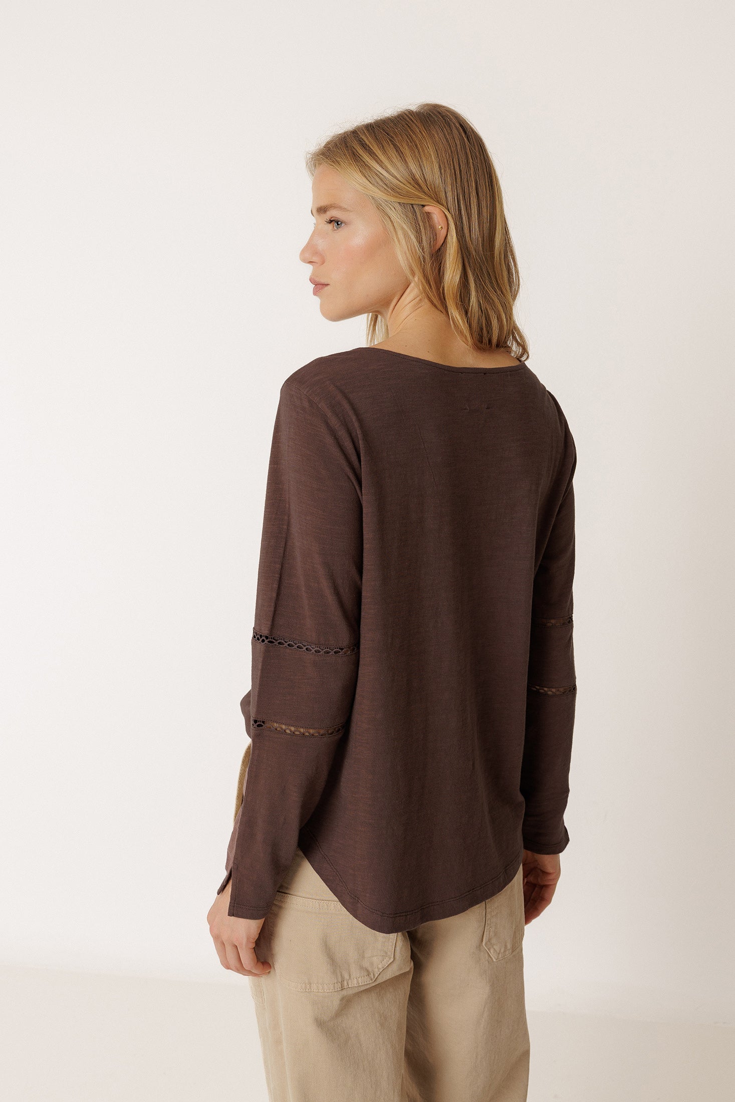 T-Shirt Romantique Combiné - Chocolat