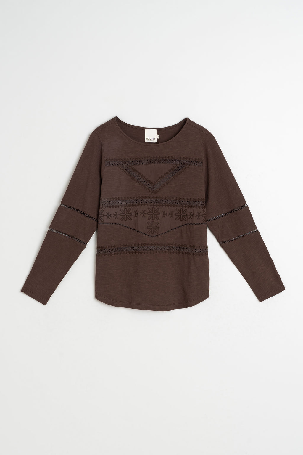 T-Shirt Romantique Combiné - Chocolat