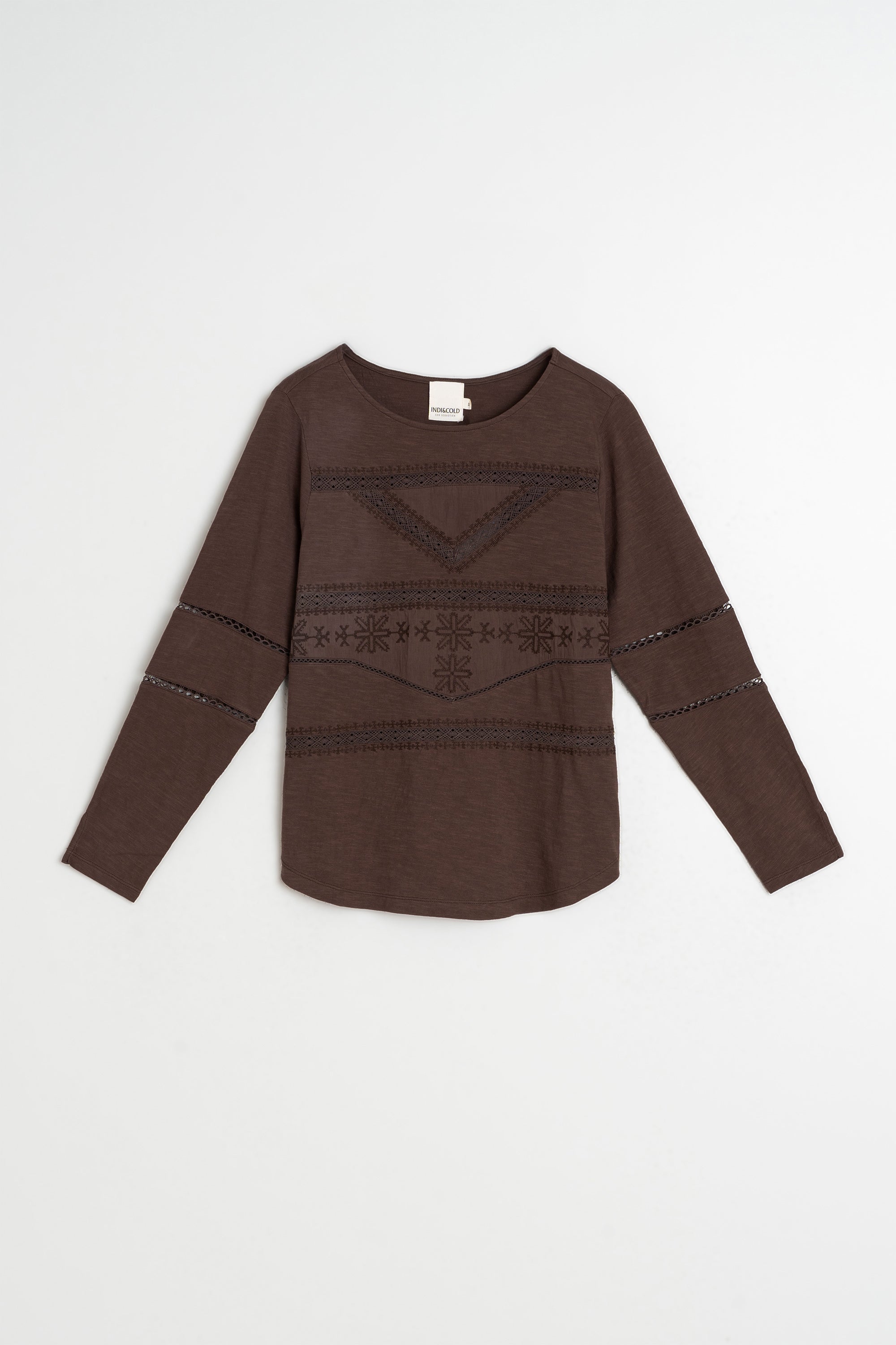 T-Shirt Romantique Combiné - Chocolat