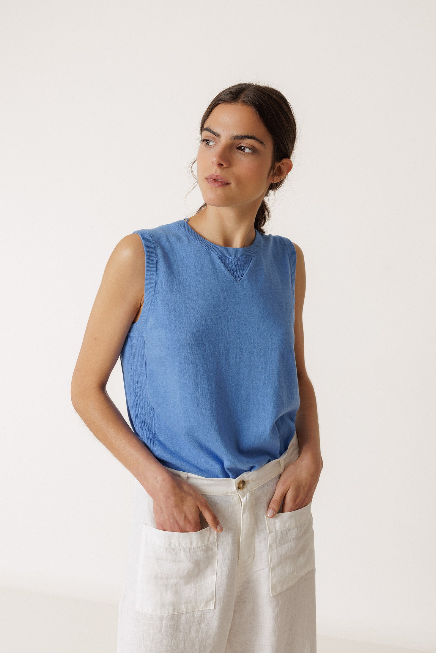 Gilet En Coton Biologique - Bleu Britannique