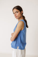 Gilet En Coton Biologique - Bleu Britannique