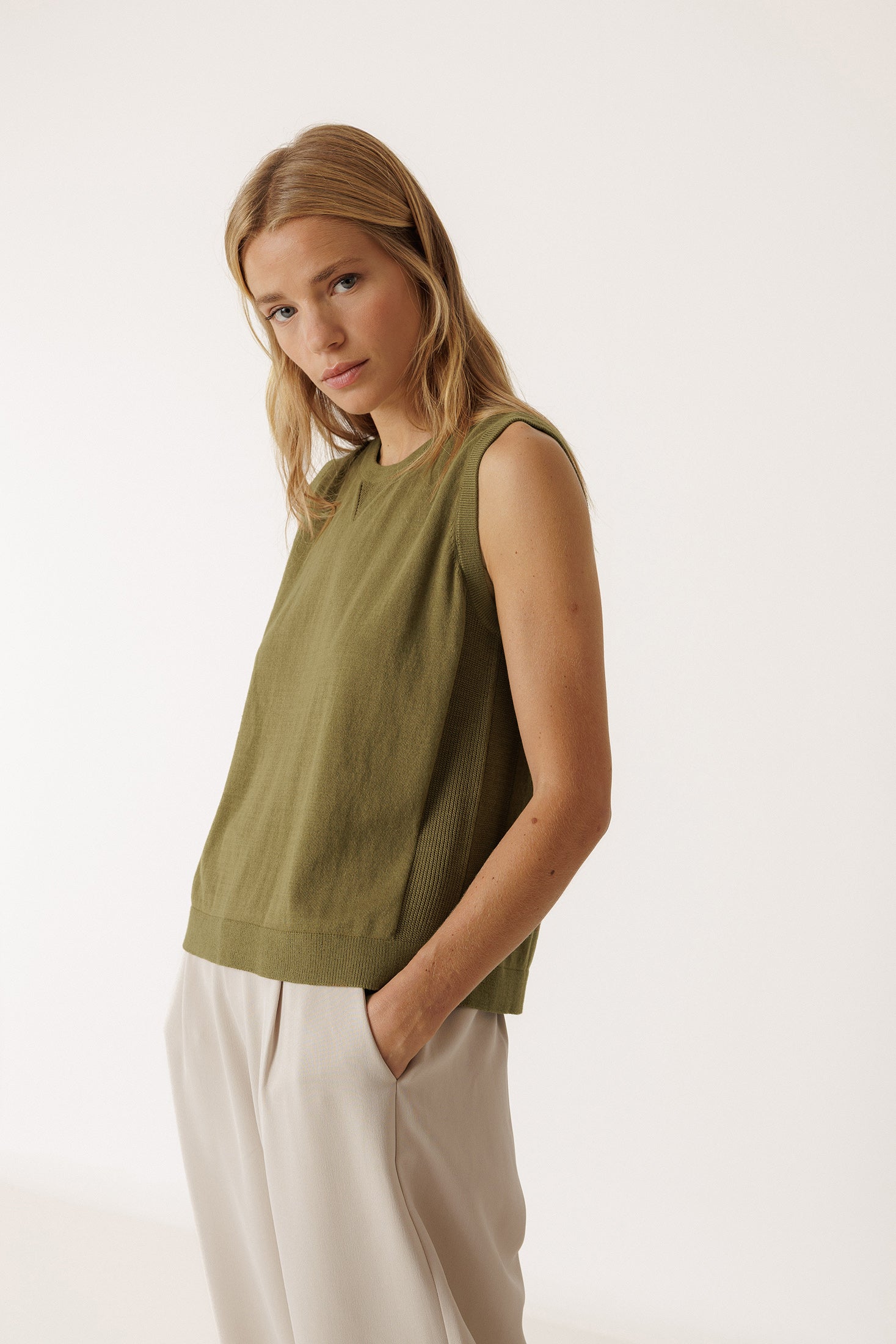 Gilet En Coton Biologique - Kaki
