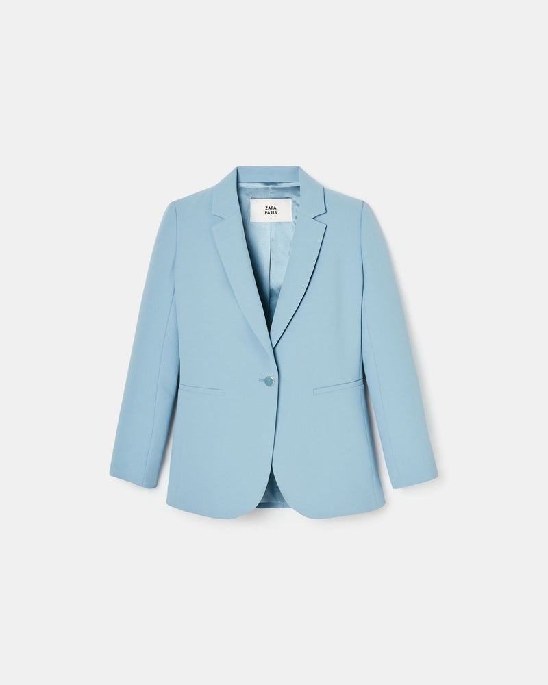 Veste de costume en crêpe bleu_5
