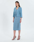 Veste courte satinée bleue_2