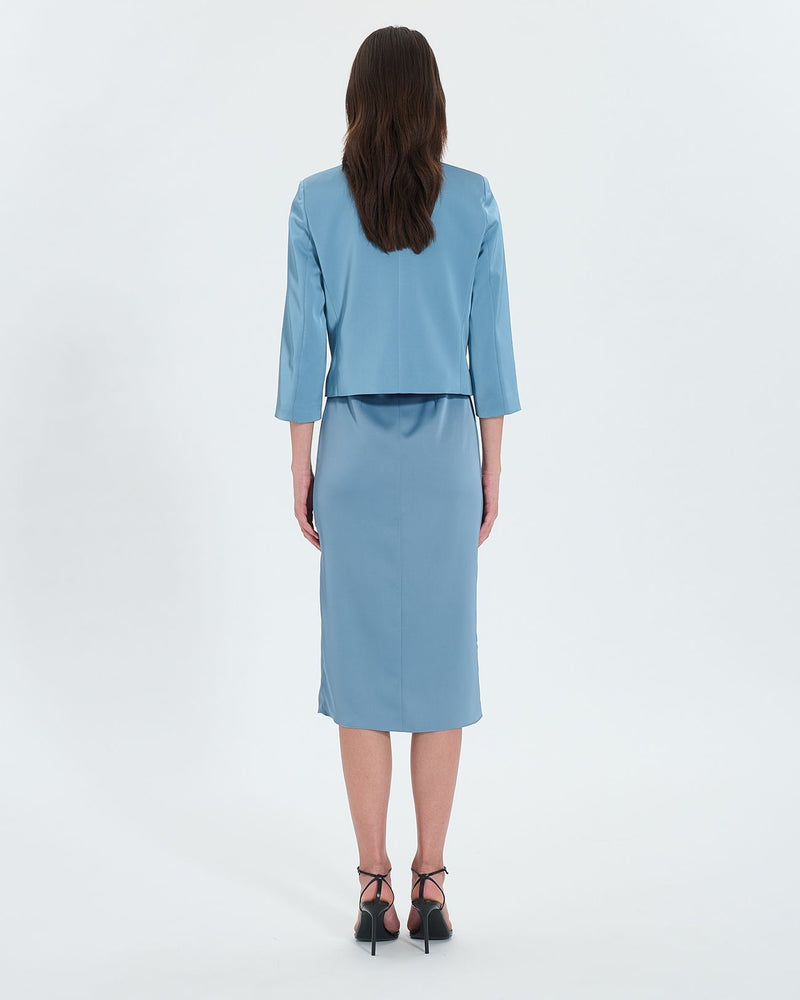 Veste courte satinée bleue_3