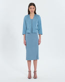 Veste courte satinée bleue_4