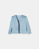 Veste courte satinée bleue_5