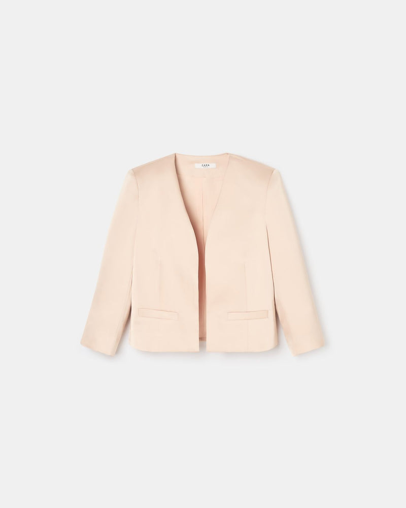 Veste courte satinée nude_4