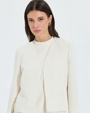 Veste courte en crêpe écrue_1