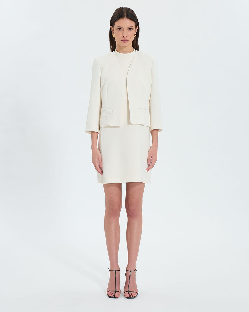 Veste courte en crêpe écrue_2