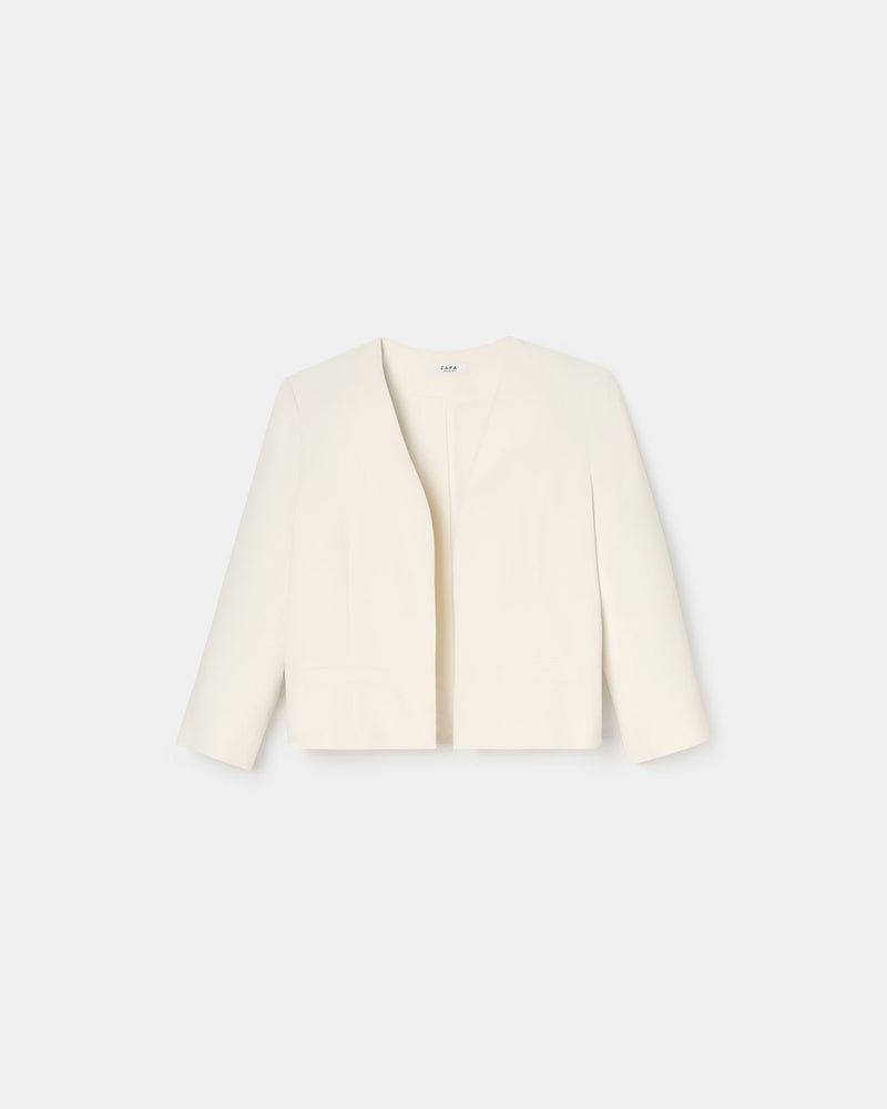 Veste courte en crêpe écrue_4