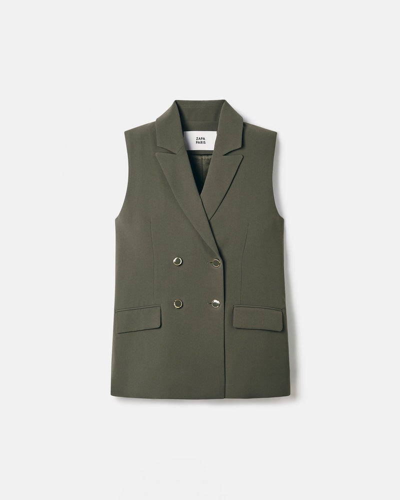 Veste sans manches en crêpe army_6