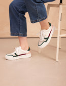 Sneakers À Lacets Vasco - Blanc, Vert & Rose - Femme