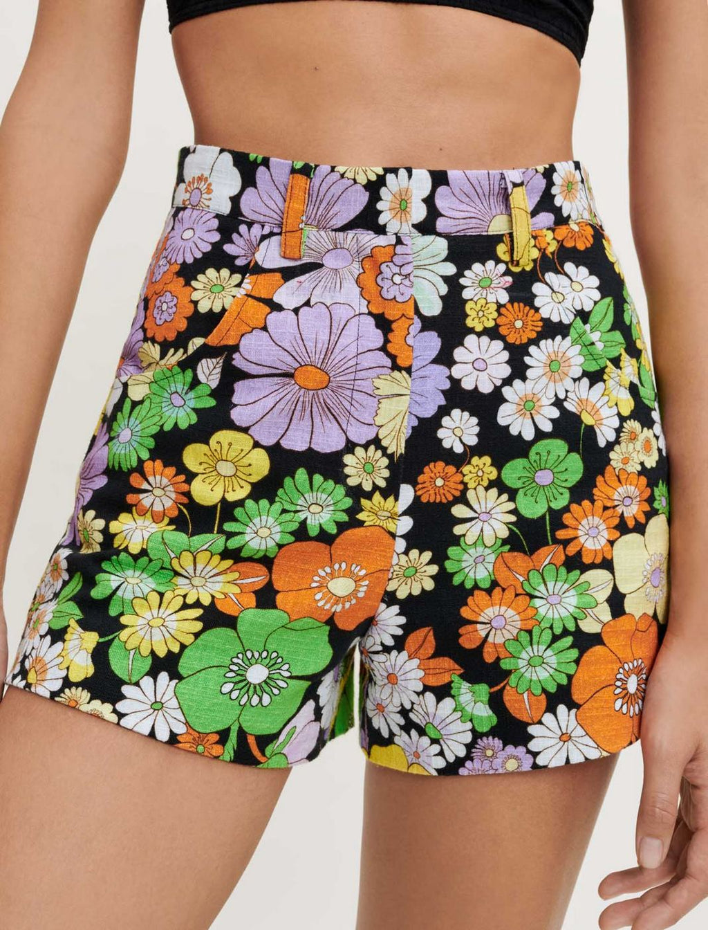 Iseven Shorts - Flower Power Noir
