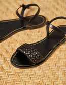 Sandales Plates Valérie - Black Leather