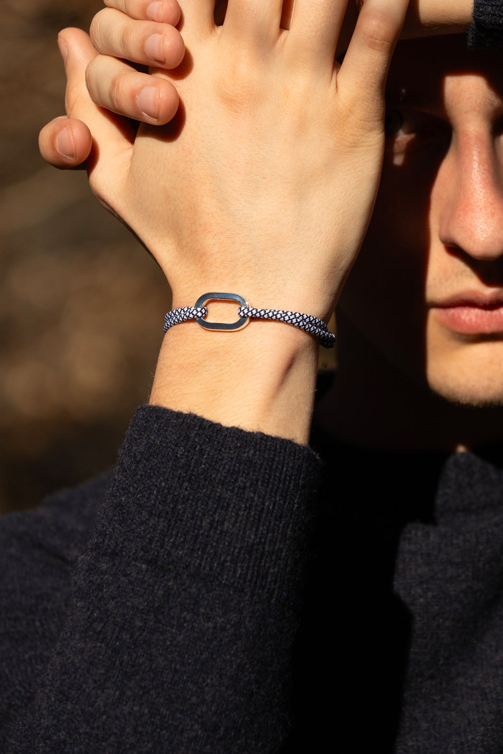 Bracelet Varech - Bleu Marine & Blanc
