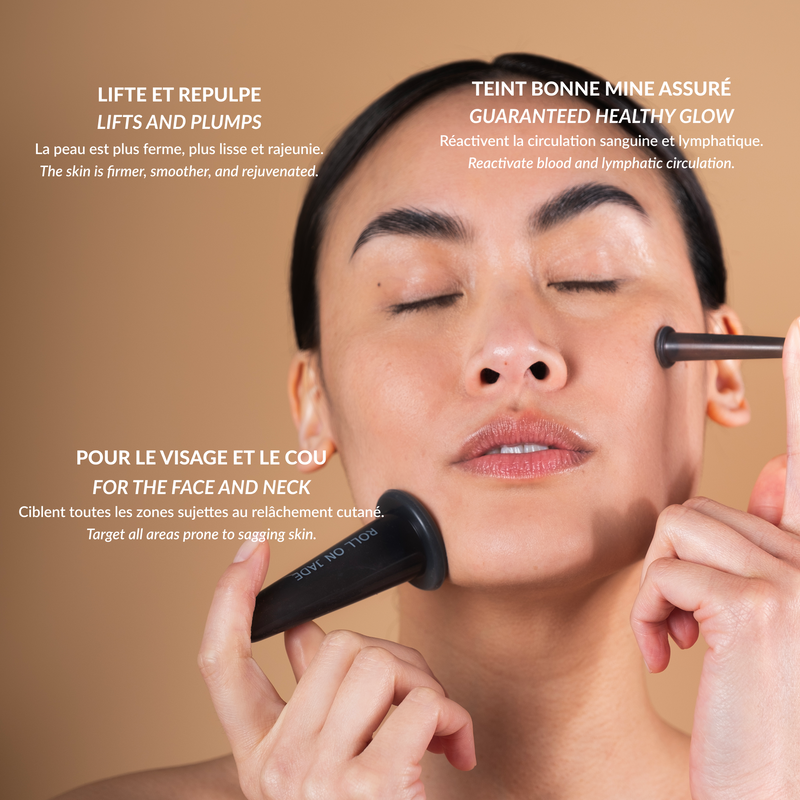 Ventouses Éclat du teint-Outils Visage-Roll On Jade