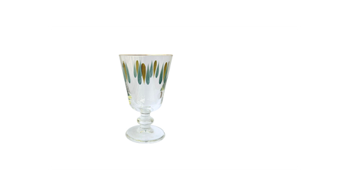 Copas de cristal pintadas a mano - Gotas de oliva y azul