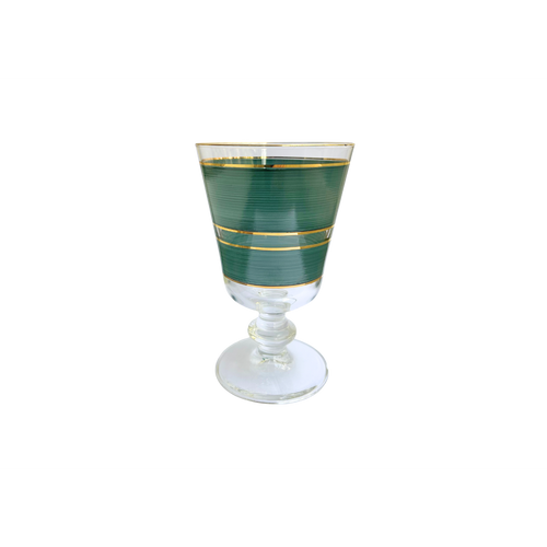 Copas de cristal pintadas a mano - Rayas dobles azul celeste