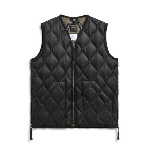 Taion - Gilet Military V Neck W-Zip Down - Black - Mixte