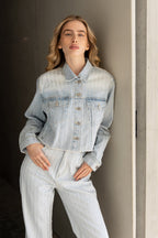 Rhinestone Denim Jacket - Blue
