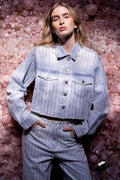 Rhinestone Denim Jacket - Blue