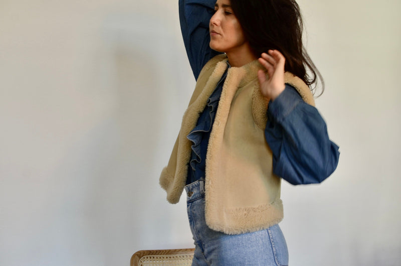 Gilet Peau Lainée Luce - Beige - Femme