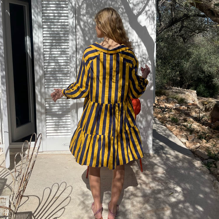 Blue And Yellow Stripes Dress