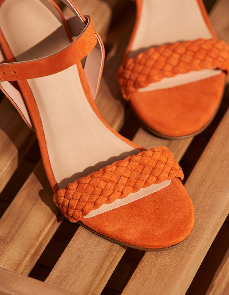 Victoria H Heeled Sandals - Orange Suede