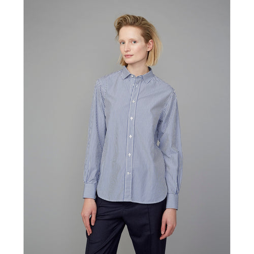 Camisa Gaelle - Blanca/Azul Marino - Mujer