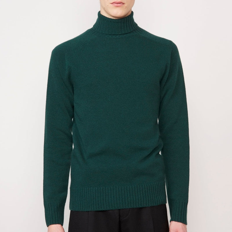 Seamless Roll Neck Sweater - Green - Man