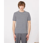 Tee Shirt Ss Tee Striped Cotton Linen - White/Navy