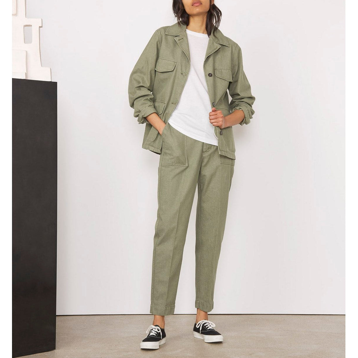 Saskia Pleat Pants - Light Olive - Women's