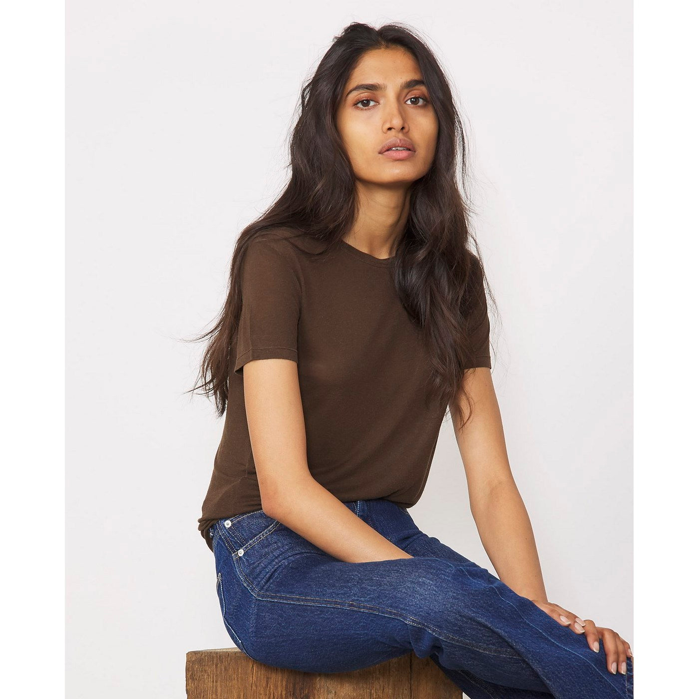 Tee Shirt Lara Tee Gmt Dye Silk Jersey - Dark Brown