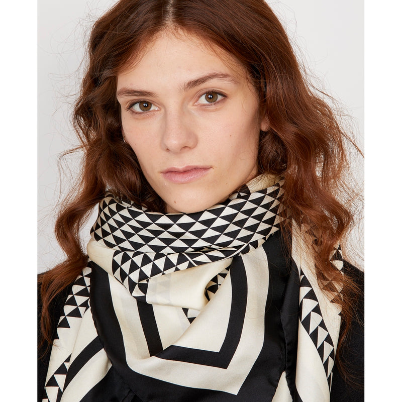 Silk Scarf - White/Black - Mixed