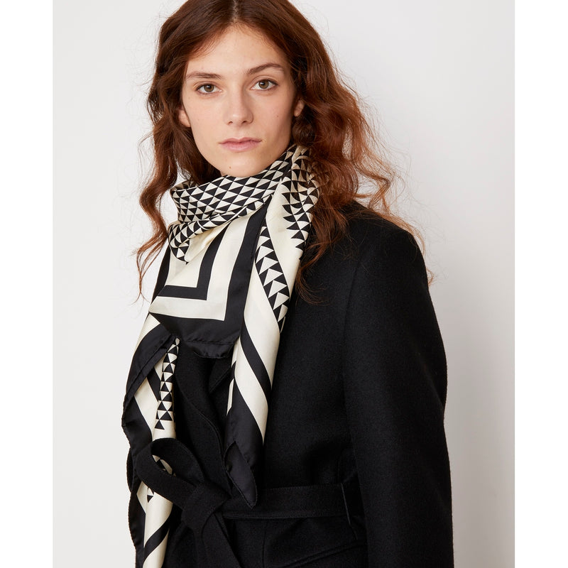 Silk Scarf - White/Black - Mixed