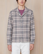 Sur Chemise Justin Ovs Wo Textur Check - Grey/Ecru/Plumwine