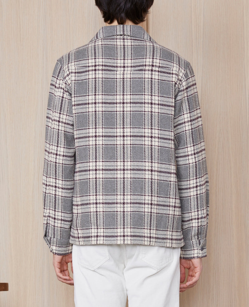 Sur Chemise Justin Ovs Wo Textur Check - Grey/Ecru/Plumwine
