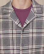 Sur Chemise Justin Ovs Wo Textur Check - Grey/Ecru/Plumwine