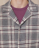 Sur Chemise Justin Ovs Wo Textur Check - Grey/Ecru/Plumwine