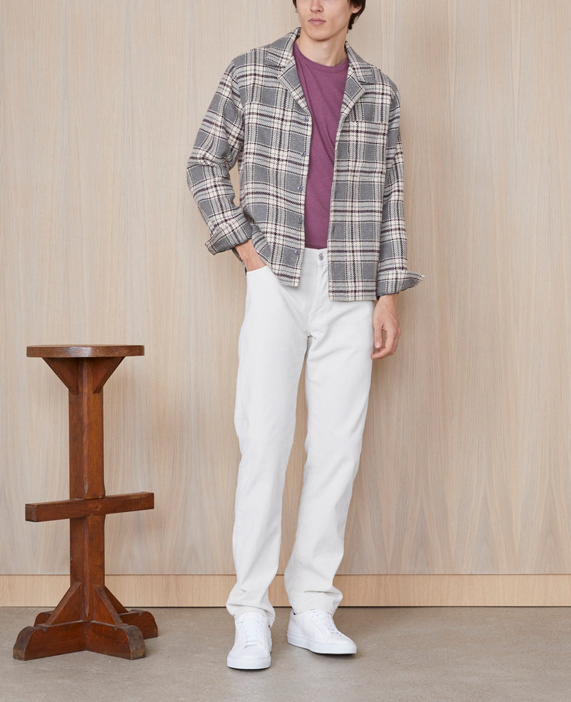 Sur Chemise Justin Ovs Wo Textur Check - Grey/Ecru/Plumwine