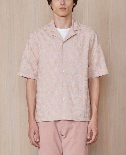 Chemise Eren Ss Co Embroi Flowers - Pink/Beige