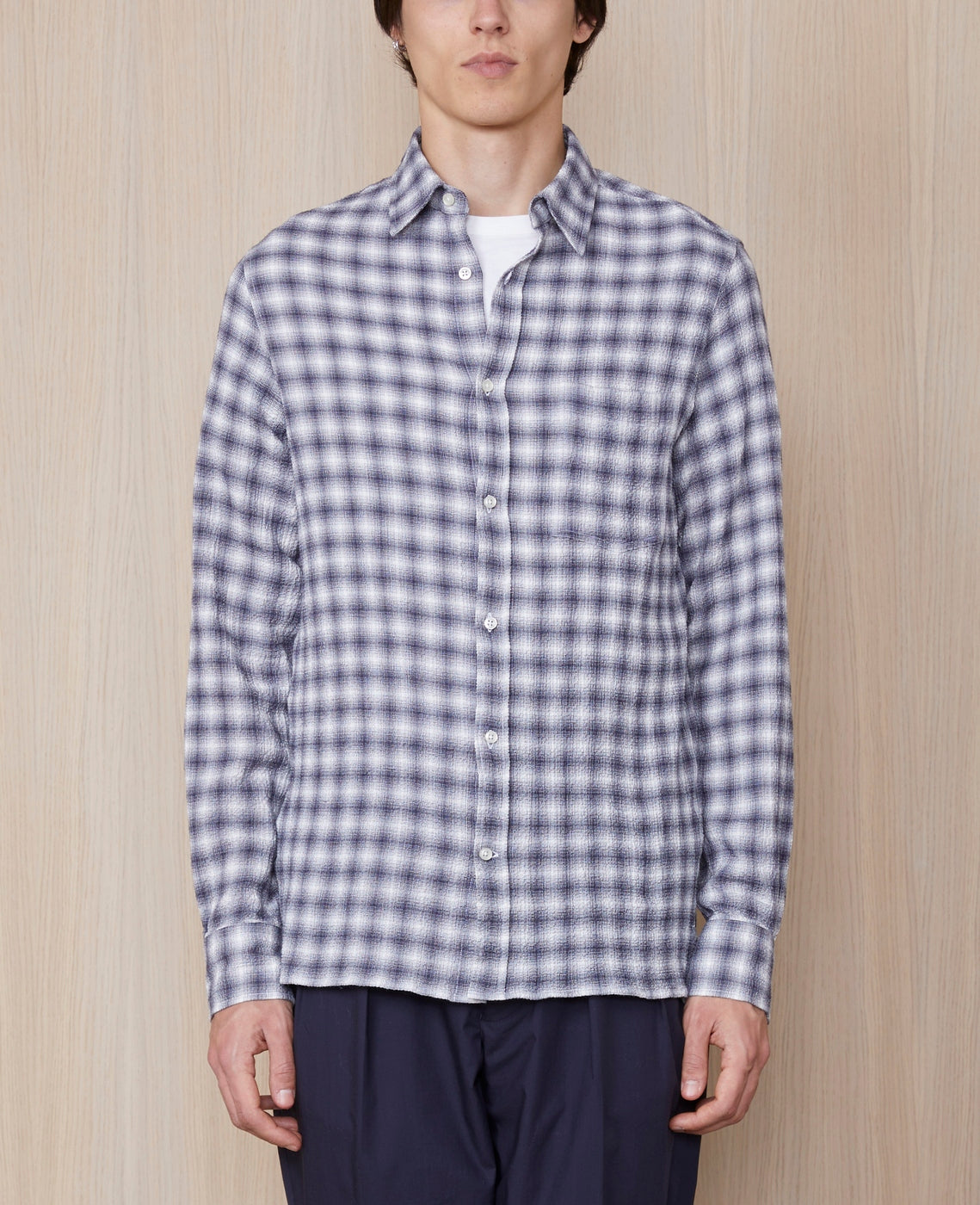 Chemise Alex Check Cotton Seersucker - Darkgrey/White